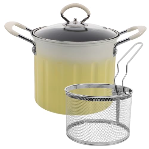 Ipetboom 1 Satz Tempura Fritteuse aus Gusseisen mit Deckel Multifunktionale Frittierpfanne für Induktionsherde Ölsieb und Hitzebeständigen Griffen Sicheres Frittieren ohne Spritzer von Ipetboom