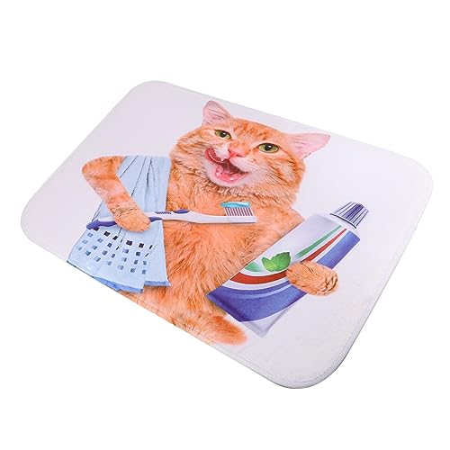 Ipetboom 1 Stück Katzenmuster Fußmatte rutschfeste Polyester Matte mit Witzigem Design Antirutsch Boden für Haustierliebhaber Wasserspeichernd für Eingangsbereich von Ipetboom