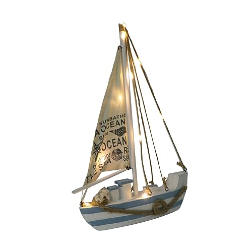 Ipetboom 1 Stück Mediterranes Holz Segelboot mit LED Dekoration Segelboot Modell für Stilvolle Wohnraumgestaltung Tischdeko und Fotorequisiten ohne Batterie Ipetboom 1 Stück Mediterranes Holz Segelboot mit LED Dekoration Segelboot Modell für Stilvolle Wohnraumgestaltung Tischdeko und Fotorequisiten ohne Batterie von Ipetboom