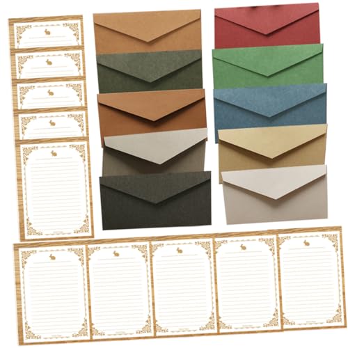 Ipetboom 10 Sätze Teiliges Bunte Briefumschläge mit Weißem Rand Schreibpapier Kleine Umschläge für Einladungskarten Glückwunschkarten Vielseitig für Hochzeit Geburtstag Party und Feier von Ipetboom
