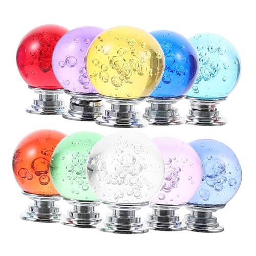 Ipetboom 10 Stk Teiliges Kristall Bunte Blasen Kugelgriffe Metall Kommodenknäufe für Schrank Schublade Schlafzimmer Wohnzimmer Büro von Ipetboom