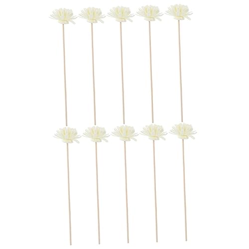 Ipetboom 10 Stück Teiliges Set Aroma Diffuser Blütenstäbchen aus Rattan mit Dekorativem Blumenmotiv Natürliches Duftstäbchen für Raumduft Ätherische Öle Spa und Wohnraumdeko von Ipetboom