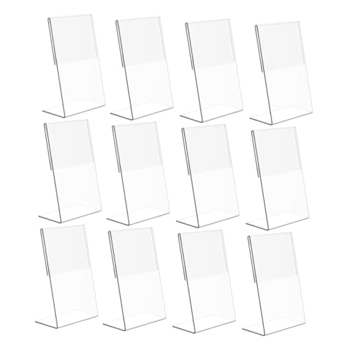 Ipetboom 12 Stück Teiliges Acryl Bilderrahmen Klarer Förmiger Aufsteller Kratzfester Tischkartenhalter für Speisekarte Preisschild und Tischnummer Wetterfester Schilderhalter für Hochzeit von Ipetboom