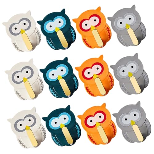 Ipetboom 12 Stück Teiliges Eulen Wandhaken aus Weißem Klebe Material Niedlicher Schlüssel und Handtuchhalter Vintage Stil Stabiles Aufhängen für Bad Küche und Wohnräume Dekorativer von Ipetboom