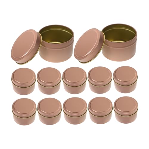 Ipetboom 12 Stück Teiliges Metall Kerzengläser mit Deckeln Roségoldfarbene DIY Kerzenbehälter Langlebige Aromatherapie Kerzenhalter für Handgemachte Kerzen und Cremeaufbewahrung von Ipetboom