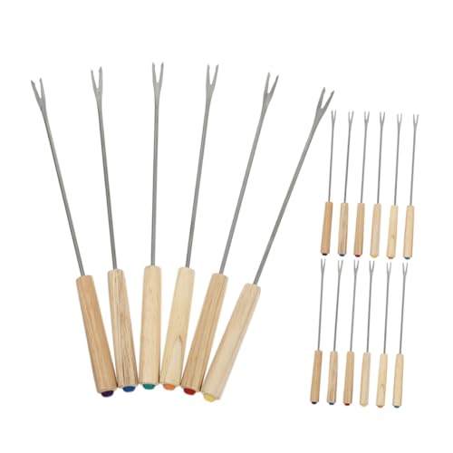 Ipetboom 18 Stück Teiliges Fondue Edelstahl Gabeln mit Holzgriff Multifunktionale Käse und Schokoladen Fondue Sticks Rostfrei Leicht zu Reinigen für Zuhause Camping und Picknick von Ipetboom