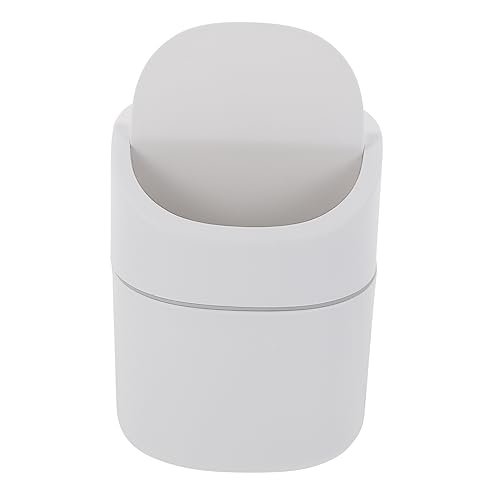 Ipetboom 1Stück Mini Mülleimer mit Deckel Praktischer Tischabfalleimer für Zuhause und Büro Clamshell Design Kompakte für Schreibtisch und Kosmetikbereich Weißer von Ipetboom