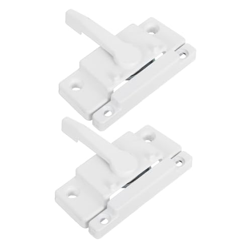 Ipetboom 2 Paar Schiebefenster Schloss Kunststoff Hartverschluss für Zweifachfenster Verschleißfest Sicherer Halt Weißes Design mit Seitenloch für Senkrechte und Horizontale Fenster von Ipetboom