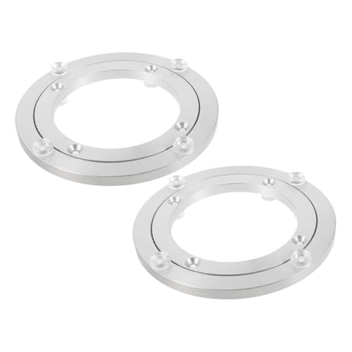 Ipetboom 2 Stück Aluminiumlegierung Runder Drehteller Drehbare Esstisch Basis Langlebige Leichte drehbare Platte für Servierteller Kuchenpräsentation Glatte Geräuscharme Drehplatte von Ipetboom