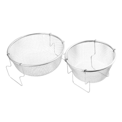 Ipetboom 2 Stück Edelstahl Frittierkorb mit Griffen Runde Multifunktionskörbe für Snacks und Pommes Hitzebeständig Robust Spülmaschinenfest für Küche und Fritteuse von Ipetboom