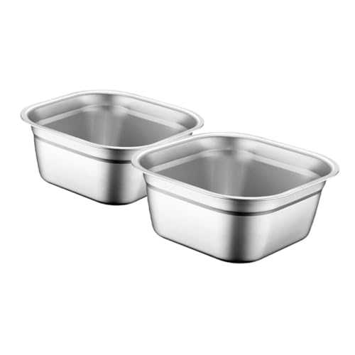 Ipetboom 2 Stück Edelstahl Küchenspüle Quadratisch Tief Robuste Spülwanne für Gemüsewaschen Geschirr Suppe Platzsparend Modernes Design Multifunktional für Alltag und Gastronomie von Ipetboom