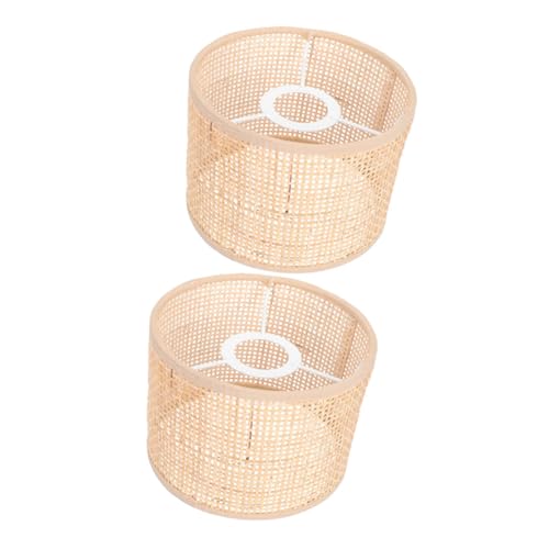Ipetboom 2 Stück Geflochtener Rattan Lampenschirm Rustikaler Boho Kronleuchter Lampenabdeckung Dekorativer Lampenschirm für Pendelleuchte Natürliche Lichtdurchlässigkeit Stabile von Ipetboom