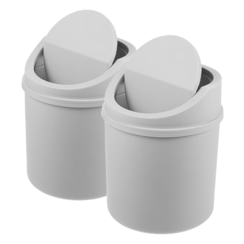 Ipetboom 2 Stück Mini Desktop Mülleimer mit Schwingdeckel Kompakter Tischabfalleimer für Büro Wohnzimmer Schlafzimmer Leichter Tischmülleimer für Kleine Abfälle Wie und Snackreste von Ipetboom