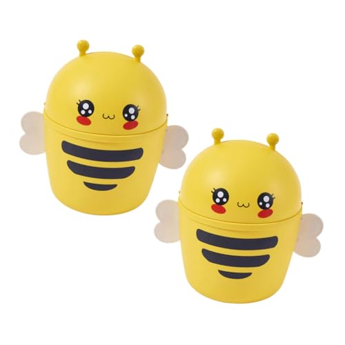 Ipetboom 2 Stück Mini Mülleimer mit Deckel Cartoon Bienen Design Kompakter Desktop Abfalleimer Leichter Tischabfallbehälter für Büro Küche Schlafzimmer Platzsparender Aufbewahrungsbehälter Ipetboom 2 Stück Mini Mülleimer mit Deckel Cartoon Bienen Design Kompakter Desktop Abfalleimer Leichter Tischabfallbehälter für Büro Küche Schlafzimmer Platzsparender Aufbewahrungsbehälter von Ipetboom