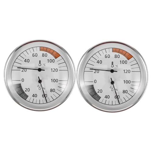 Ipetboom 2 Stück Saunatemperatur- Und Feuchtigkeitsmesser Sauna-dampfbad-Thermometer Temperaturanzeige in Der Innenrunde Feuchtigkeitsmonitor Der Innensauna Rostfreier Weiß von Ipetboom