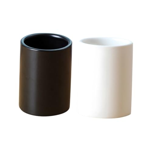 Ipetboom 2 Stück Schlichte Stilvolle Keramik teetassen Schwarz und Weiß Leichte Mundspülbecher Vielseitig Nutzbar als Zahnputzbecher Robust Pflegeleicht und Tragbar von Ipetboom