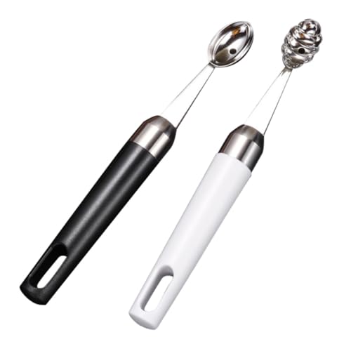 Ipetboom 2 Stück Teiliges Edelstahl Melonenausstecher mit Glatter Oberfläche Ergonomischer Holzgriff Langlebig und Praktisch für Obstskulpturen zu Hause im Restaurant und Hotelgebrauch von Ipetboom
