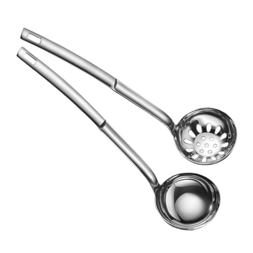 Ipetboom 2 Stück Teiliges Edelstahl Suppenlöffel mit Langem Griff Ergonomisch Geformt Rostfrei Tiefer Schöpflöffel und Schaumlöffel für Vielseitiges Kochen und Servieren Praktische von Ipetboom