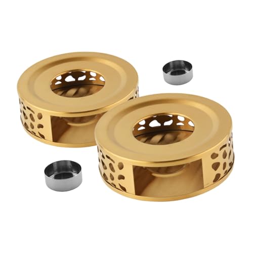 Ipetboom 2 Stück Teiliges Edelstahl Tee Wärmer mit Kerzenbasis Tragbarer Teewärmer für Schreibtisch und Outdoor Sicherer Teelichtofen für Langanhaltende Wärme von Tee und Kaffee von Ipetboom