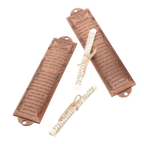Ipetboom 2 Stück Teiliges Mezuzah Aluminiumlegierung Robustes Jüdisches Türornament mit Hebräischer und Englischer Segensschrift Traditionelles Israelisches Kunsthandwerk für Jüdische von Ipetboom