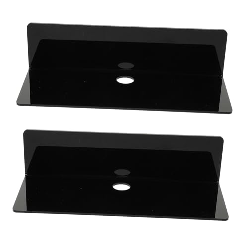 Ipetboom 2 Stück Teiliges Nagelfreies Wandregal aus Schwarzem Kunststoff Förmiger Aufbewahrungshalter für Badezimmer und Toilette Platzsparendes Organizer Regal ohne Bohren für Bad und von Ipetboom