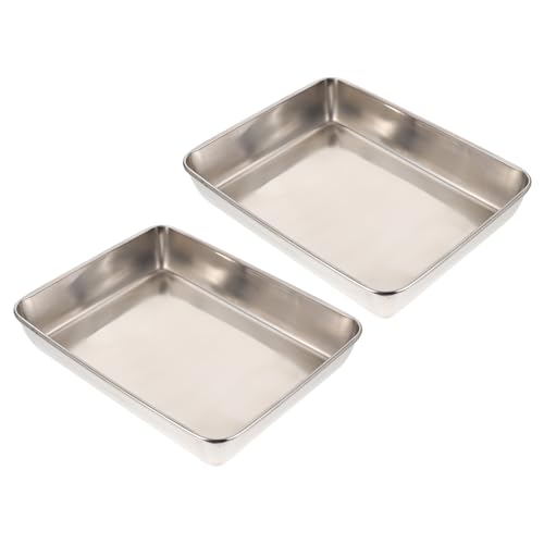 Ipetboom 2 Stück Teiliges Rechteckiges Edelstahl Serviertablett Multifunktional als Handtuch und Backblech für Küche und Haushalt Langlebig und Rostfrei von Ipetboom