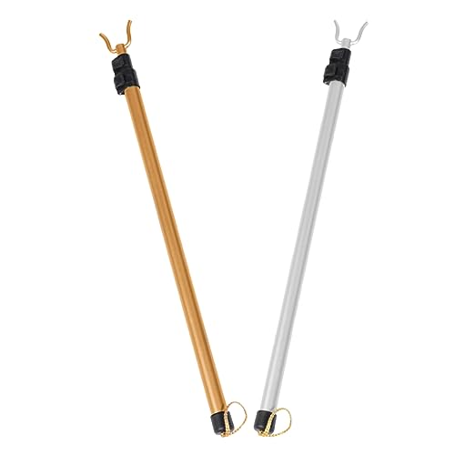 Ipetboom 2 Stück Teleskopischer Teilig Verstellbarer Aluminium Kleiderstangen Haken Ausziehbare Leichte Wäschespinne für Balkon und Haushalt Langlebig und Einfach zu Bedienen Gold Silber von Ipetboom