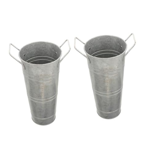 Ipetboom 2 Stück Vintage Blumentopf Blumenkübel rustikale Vase Vintage Vase aus Metall Vintage Metall Blumentöpfe dekorativer Eimer Blumenkrüge Retro -Blüteneimer Eisen Silber von Ipetboom