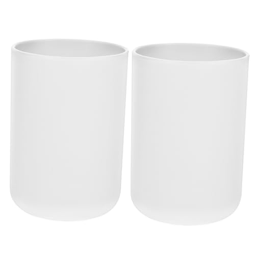 Ipetboom 2 Stück Zahnbürstenbecher aus Lebensmittelechtem PP Vielseitig Verwendbar als Mundspülbecher und Trinkbecher Leicht Robust Weiß für Bad und Haushalt von Ipetboom