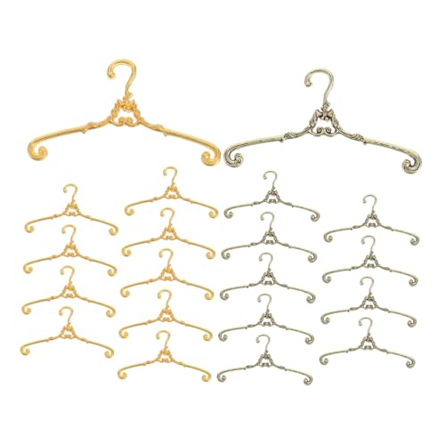 Ipetboom 20 Stück Teiliges Mini Kleiderbügel aus Metall Miniatur Puppenkleiderbügel für Puppenoutfits und Schmuck für Puppenschränke und Miniatur Kleiderschränke Antik Bronzefarben von Ipetboom