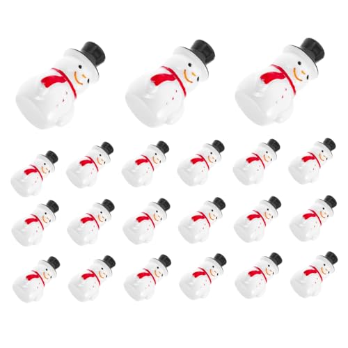 Ipetboom 20 Stück Teiliges Mini Schneemann Deko aus Resin Leichter Weihnachts Bastelanhänger für DIY Mikro Landschaft Winterliche Miniaturfiguren mit Schwarzem Hut für Kreative von Ipetboom