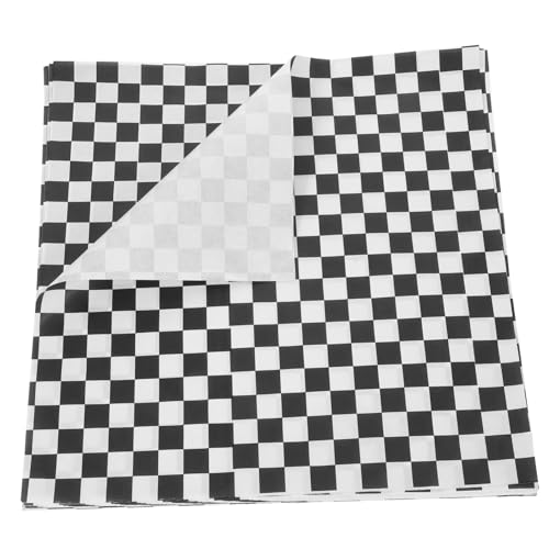 Ipetboom 200 Stück Fettabweisende Schwarze und Weiße Schachbrettmuster Wachspapier Quadrate Ölresistente Sandwich Snackpapiere für Grill Picknick und Gastronomie von Ipetboom