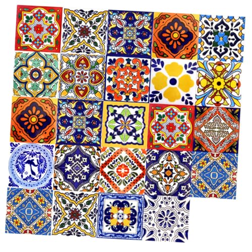 Ipetboom 24 Stück Teiliges Vintage Fliesenaufkleber mit Mexikanischen Blumenmustern Selbstklebend und Abziehbar für Wand Treppen Fliesen und Glatte Oberflächen Einfache DIY Dekoration Ipetboom 24 Stück Teiliges Vintage Fliesenaufkleber mit Mexikanischen Blumenmustern Selbstklebend und Abziehbar für Wand Treppen Fliesen und Glatte Oberflächen Einfache DIY Dekoration von Ipetboom