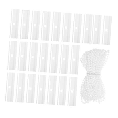 Ipetboom 25 Stück Teiliges Vertikaljalousien Ersatzlamellen aus PVC mit Weißer Perlenkette Stabile Clip-halterungen Flexible Kettenlänge Einfache Montage Vielseitig Einsetzbar für von Ipetboom