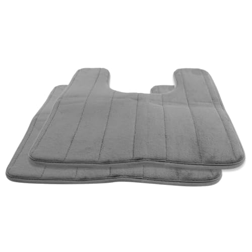 Ipetboom 2stücke U-förmige Badematte Aus Memory-Schaum rutschfeste Saugfähige Badezimmermatte Für Toiletten Tiefgrau Antislip Für Sichere Anwendung von Ipetboom