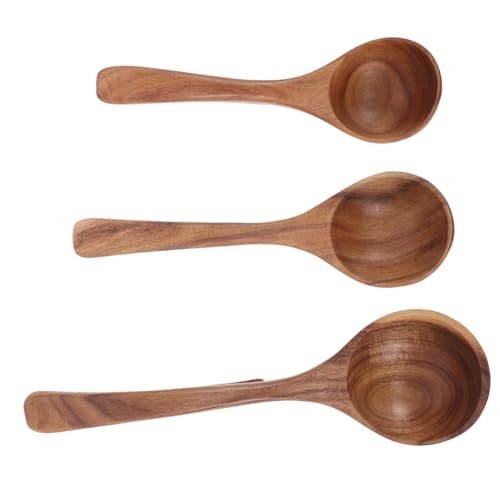 Ipetboom 3 Stück Teiliges Langer Holzlöffel mit Haken Natürlicher Leichter Kochlöffel zum Servieren Rühren und Mischen Schonend zu Antihaftgeschirr für Ramen Suppe und Dumplings von Ipetboom
