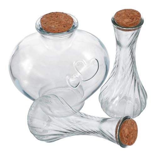 Ipetboom 3 Stück Teiliges Set Glasfläschchen mit Korken Leere Herz und Zaubergläser Unity Sand Zeremonie Vasen Dekorative Hochzeits Sandflaschen für Brautparty und Erinnerungsstücke von Ipetboom