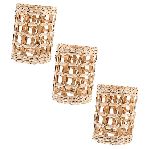 Ipetboom 3 Stück Teiliges Strohbast Flaschenhüllen mit Isolierung und Rutschfestem Griff Handgewebte Flaschen und Becherhüllen für Glasflaschen Dekorative Hitzebeständige Schutzüberzüge von Ipetboom