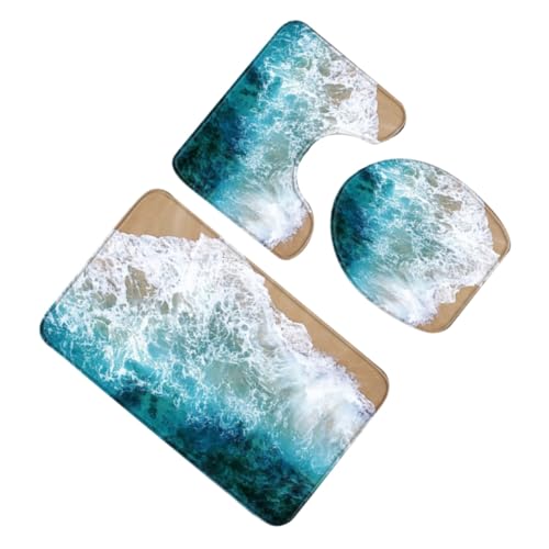 Ipetboom 3 Stück Teiliges Wc Bodenteppich Waschbare rutschfeste Badezimmermatten mit Starkem Wassersauger Strapazierfähiger Badvorleger für Badezimmer und Dusche Langlebig und Formstabil von Ipetboom