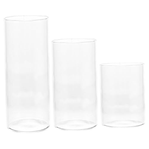 Ipetboom 3 Stück Teiliges aus Transparenten Glaszylinder Kerzenhaltern Windlichter für Hochzeiten Partys und Zuhause Langlebige Kerzenabdeckung Dekorative Kerzenständer von Ipetboom