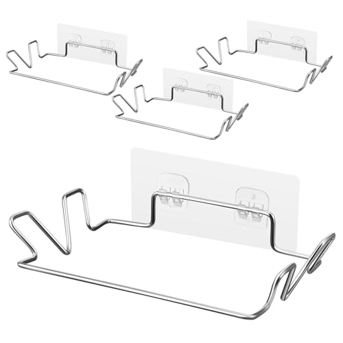 Ipetboom 4 Sätze Edelstahl Müllsackhalter mit Selbstklebenden Aufklebern Platzsparender Abfallbeutelhalter für Küche und Bad Einfache Montage ohne Bohren Universeller Müllsack Organizer von Ipetboom