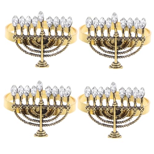 Ipetboom 4 Stück Serviettenringe aus Metall mit Funkelnden Kristallen Vielseitig für Hanukkah Dinner Feiertage und Partys Kompakte Passend für Servietten Stilvolle Tischdekoration für von Ipetboom