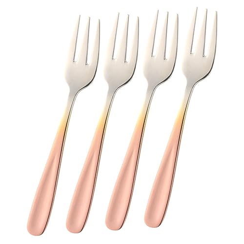 Ipetboom 4 Stück Teiliges Edelstahl Dessertgabeln mit Mehrzahnigem Design Kleine Obst Kuchen gabeln Leichte Kompakte Food Forks für Party Restaurant und Zuhause von Ipetboom