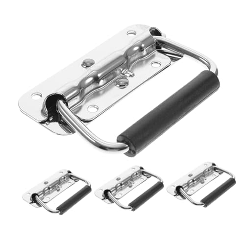 Ipetboom 4 Stück Teiliges Edelstahl Klappgriffe mit Feder Ergonomische Kistengriffe Komfortable Tragegriffe für Werkzeugkoffer Luggage Pull Handle Ersatz Lang Rostfrei Langlebig von Ipetboom
