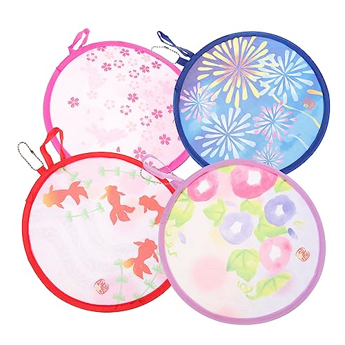 Ipetboom 4 Stück Teiliges Klassischer Japanischer Runder Faltbarer Handfächer Leichter Tragbarer Mini Fächer mit Einzigartigem Antikem Design Geeignet als Tanz und Ipetboom 4 Stück Teiliges Klassischer Japanischer Runder Faltbarer Handfächer Leichter Tragbarer Mini Fächer mit Einzigartigem Antikem Design Geeignet als Tanz und von Ipetboom