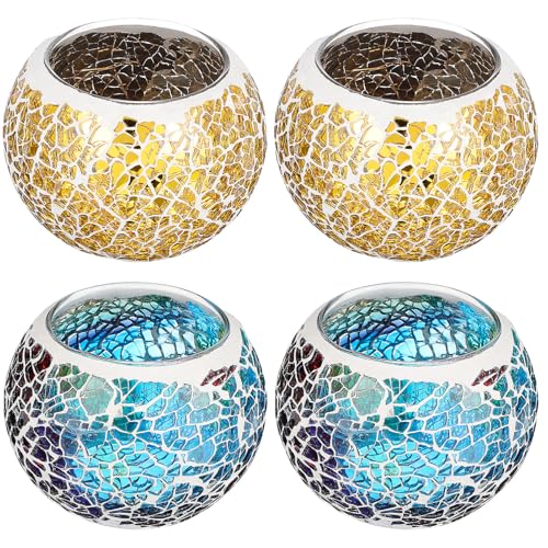 Ipetboom 4 Stück Teiliges Teelichthalter Glas mit Zersplitterter Oberfläche Dekorative Kerzenständer in Schalenform Farbige Glasmosaik Optik Geeignet als Tischdeko für Wohnzimmer Hochzeit Ipetboom 4 Stück Teiliges Teelichthalter Glas mit Zersplitterter Oberfläche Dekorative Kerzenständer in Schalenform Farbige Glasmosaik Optik Geeignet als Tischdeko für Wohnzimmer Hochzeit von Ipetboom