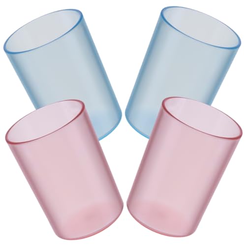 Ipetboom 4 Stück Teiliges Transparente Badezimmer Becher aus Wiederverwendbarem Zahnbürstenbecher mit Glatter Oberfläche Sicher und Praktisch für Zahnpflege und Mundspülung von Ipetboom