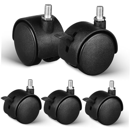 Ipetboom 5 Stück Schwenkräder für Möbel Lenkrollen mit Bremsen Ersatzräder für Stühle und Sofas Leise und Robust für Holzböden und Vielseitige Nutzung von Ipetboom