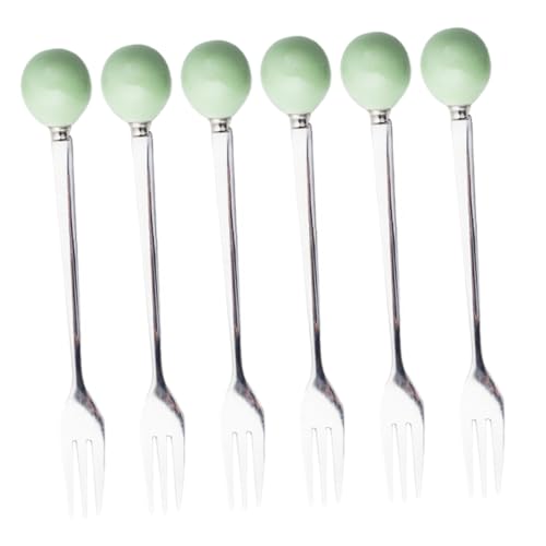 Ipetboom 6 Stück Teiliges Mini Gabel aus Edelstahl mit Grünem Keramikgriff Kreative Dessertgabeln für Kuchen Kaffee Eiscreme Ergonomisch Gestaltet und Langlebig von Ipetboom