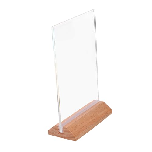 Ipetboom 6 Stück Teiliges Schildhalter mit Stabilem Buchenholzsockel Vertikaler Tischaufsteller Transparenter Leichter und Schräg Geneigter Desktop displayständer für Klare Präsentation von Ipetboom